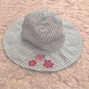 Gymboree Island Hopper Seersucker Sun Hat size 6-12 months aqua stripe